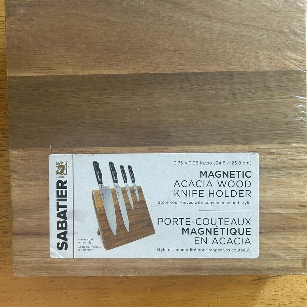 Magnetic Acacia Wood Knife Holder